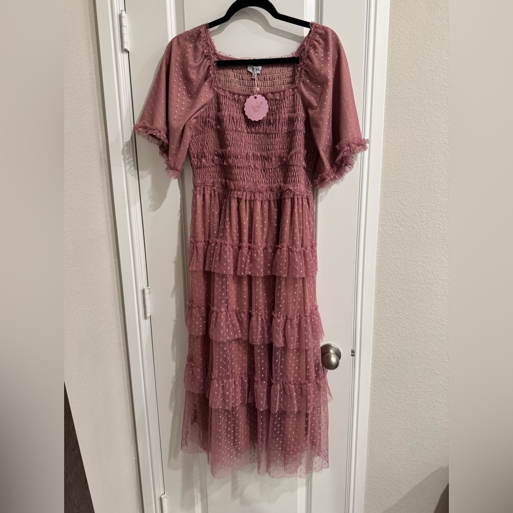 Tulle Midi Blush Dress